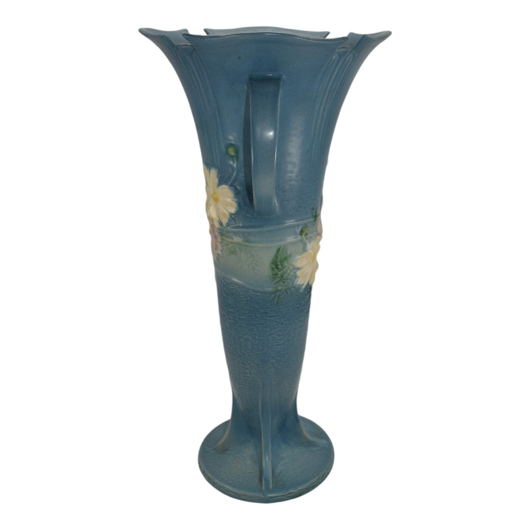Roseville Cosmos Blue 1939 Vintage Art Pottery Ceramic Floor Vase 958-18