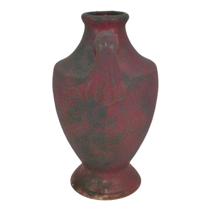 Burley Winter 1930s Vintage Art Deco Pottery Mottled Pink Ceramic Scroll Vase 9E - Just Art Pottery