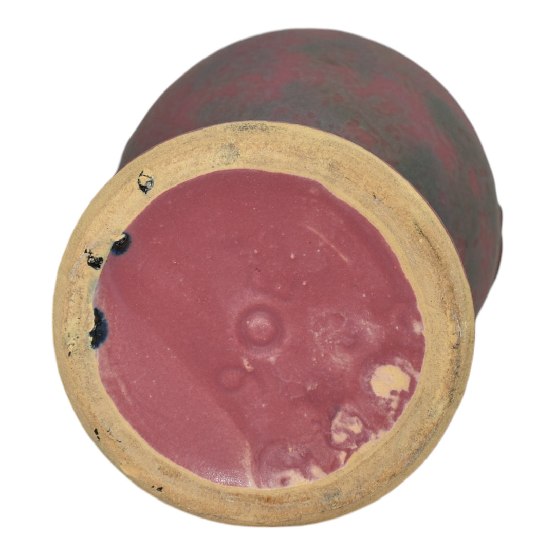 Burley Winter 1930s Vintage Art Deco Pottery Mottled Pink Ceramic Scroll Vase 9E - Just Art Pottery