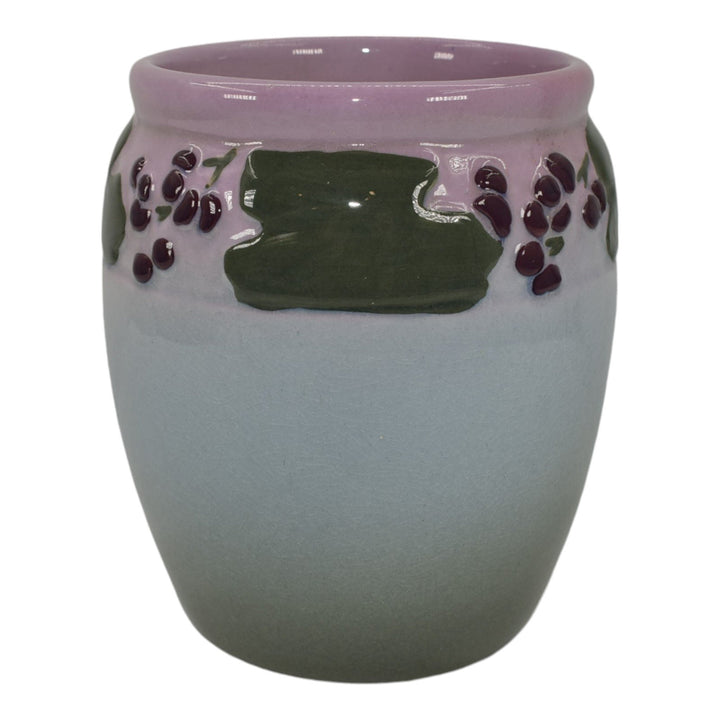 Owens Lotus Early 1900s Vintage Art Pottery Purple Blue Ceramic Vase X218 - Just Art Pottery