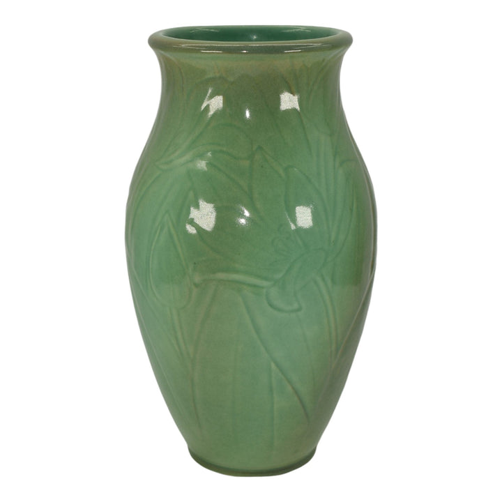 Rookwood 1928 Vintage Art Deco Pottery Green Tulips Ceramic Vase 6011