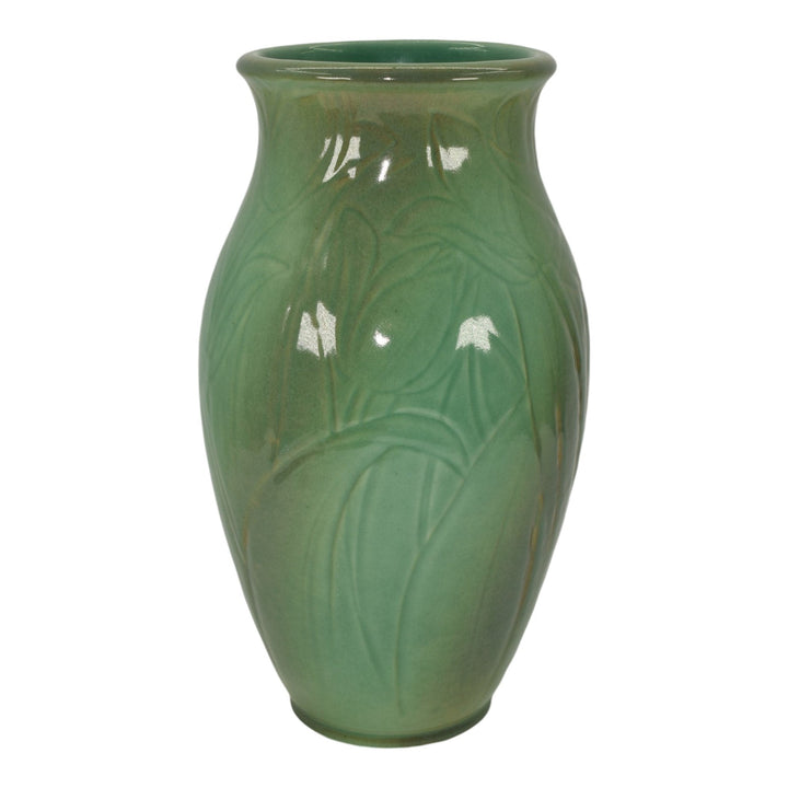 Rookwood 1928 Vintage Art Deco Pottery Green Tulips Ceramic Vase 6011