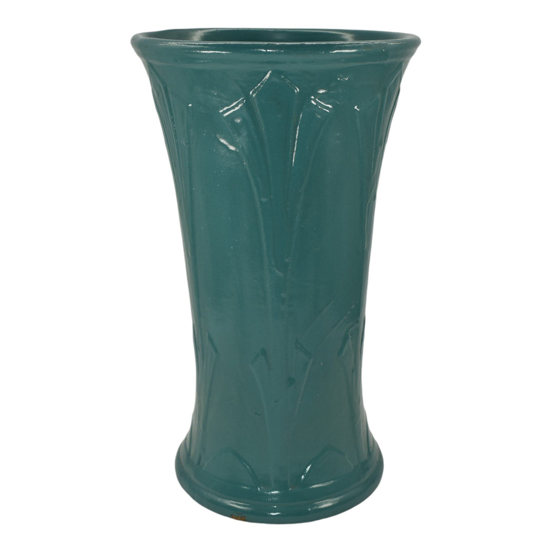 Robinson Ransbottom 1930s Vintage Ohio Pottery Blue Ceramic Floor Vase - Just Art Pottery