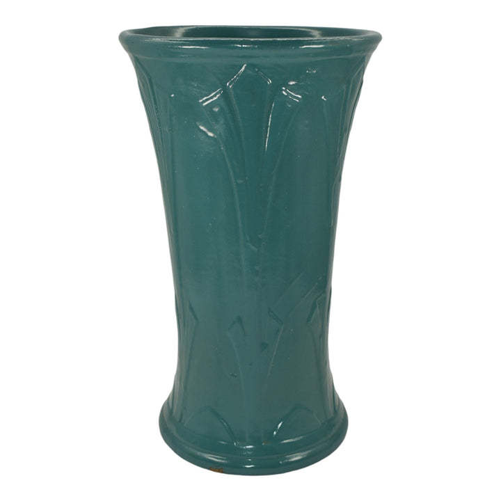 Robinson Ransbottom 1930s Vintage Ohio Pottery Blue Ceramic Floor Vase - Just Art Pottery
