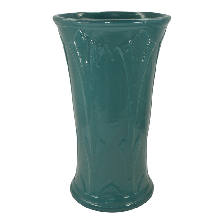 Robinson Ransbottom 1930s Vintage Ohio Pottery Blue Ceramic Floor Vase - Just Art Pottery