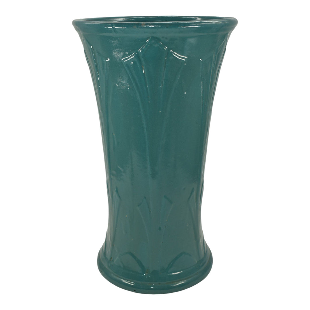 Robinson Ransbottom 1930s Vintage Ohio Pottery Blue Ceramic Floor Vase - Just Art Pottery
