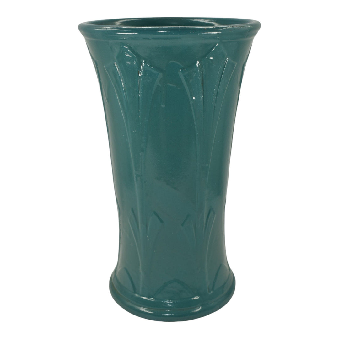 Robinson Ransbottom 1930s Vintage Ohio Pottery Blue Ceramic Floor Vase - Just Art Pottery