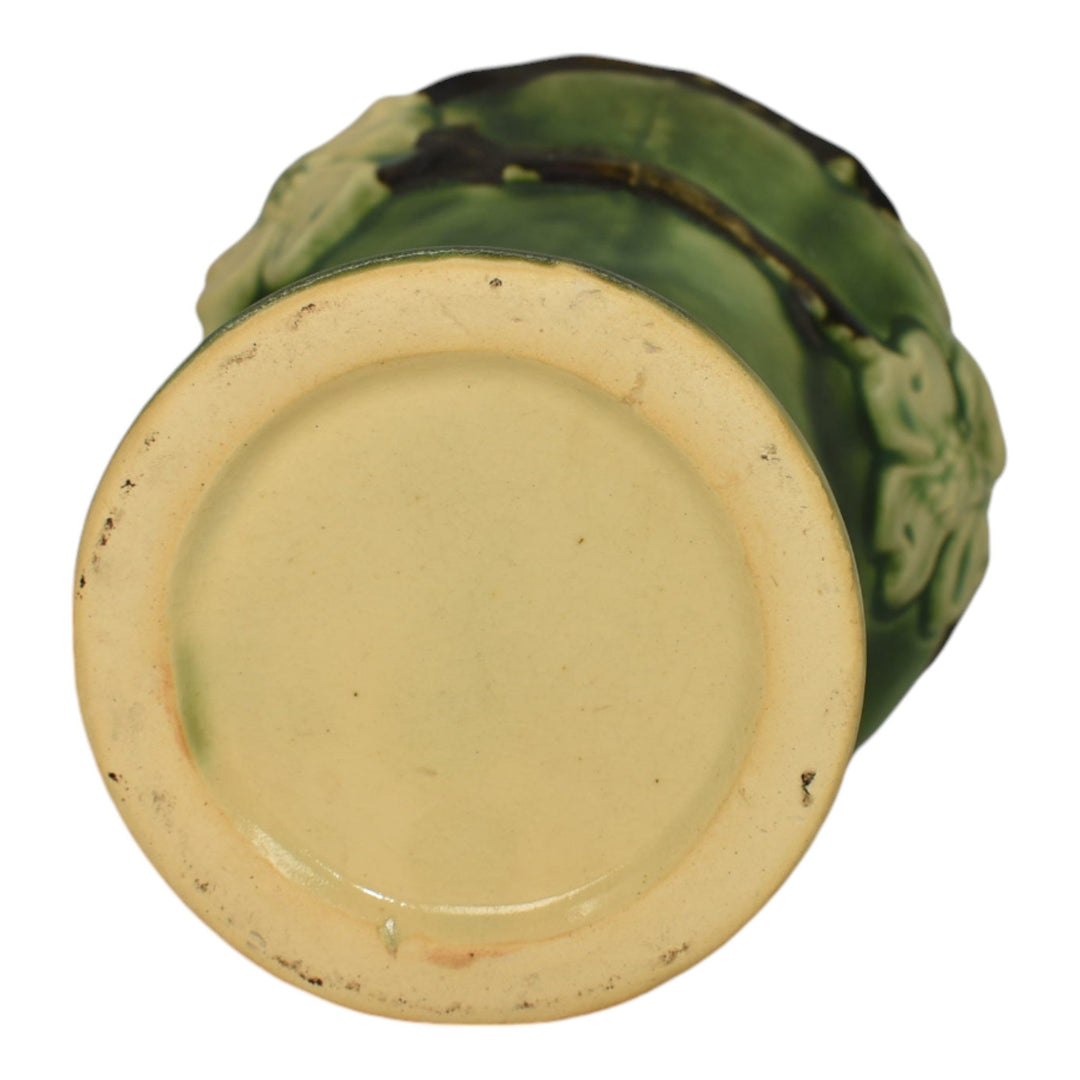 Roseville Dogwood Smooth Green 1920 Vintage Art Pottery Ceramic Basket - Just Art Pottery