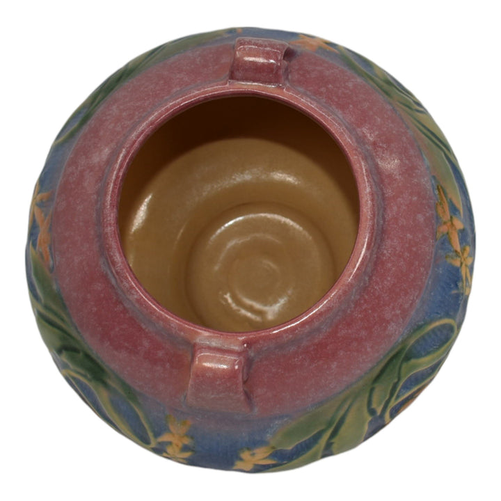 Roseville Baneda Pink 1932 Vintage Art Deco Pottery Handled Ceramic Vase 235-5 - Just Art Pottery