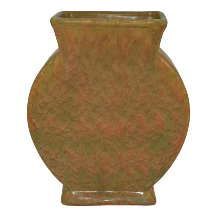 Weller Vintage Art Pottery Mottled Orange and Green Glaze Variant Ceramic Vase - Just Art Pottery