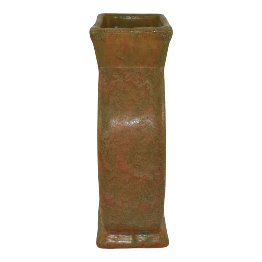 Weller Vintage Art Pottery Mottled Orange and Green Glaze Variant Ceramic Vase - Just Art Pottery