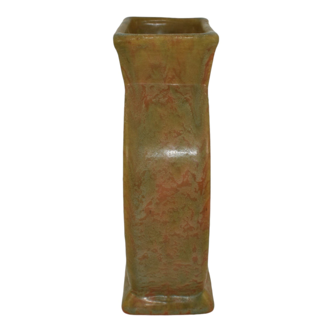 Weller Vintage Art Pottery Mottled Orange and Green Glaze Variant Ceramic Vase - Just Art Pottery