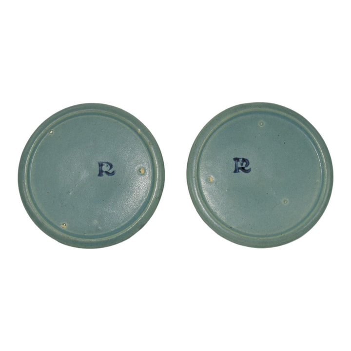Roseville Carnelian I Green 1926 Art Pottery Ceramic Candle Holders 1058-2 - Just Art Pottery