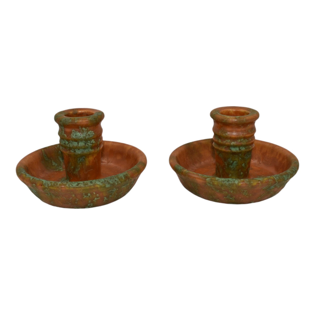 Roseville Imperial II Year Vintage Art Pottery Ceramic Candle Holders 1076-2 - Just Art Pottery