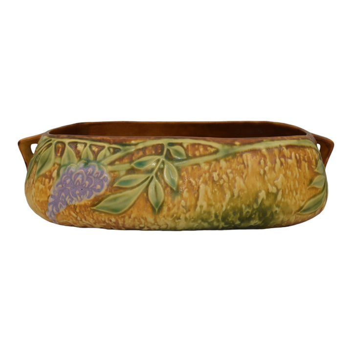 Roseville Wisteria Tan 1933 Arts And Crafts Pottery Ceramic Console Bowl 243-5 - Just Art Pottery