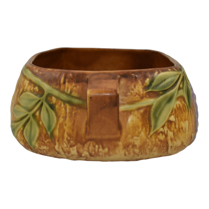 Roseville Wisteria Tan 1933 Arts And Crafts Pottery Ceramic Console Bowl 243-5 - Just Art Pottery