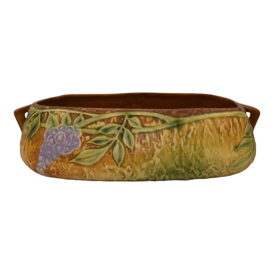 Roseville Wisteria Tan 1933 Arts And Crafts Pottery Ceramic Console Bowl 243-5 - Just Art Pottery