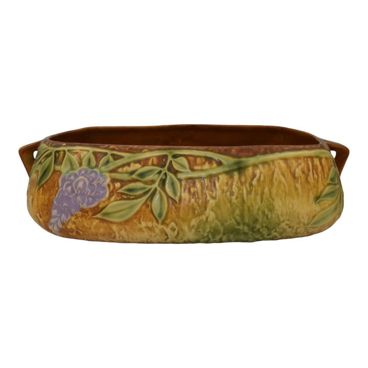 Roseville Wisteria Tan 1933 Arts And Crafts Pottery Ceramic Console Bowl 243-5 - Just Art Pottery