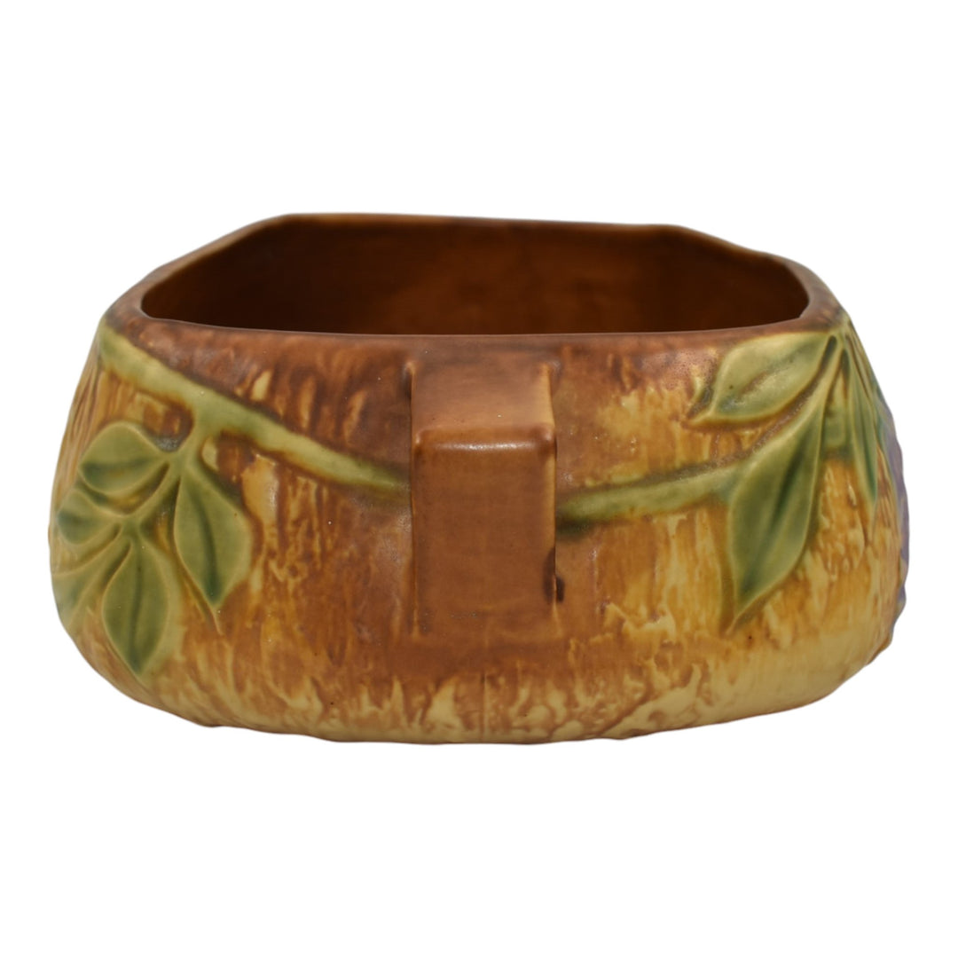 Roseville Wisteria Tan 1933 Arts And Crafts Pottery Ceramic Console Bowl 243-5 - Just Art Pottery