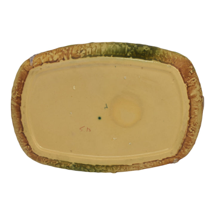 Roseville Wisteria Tan 1933 Arts And Crafts Pottery Ceramic Console Bowl 243-5 - Just Art Pottery