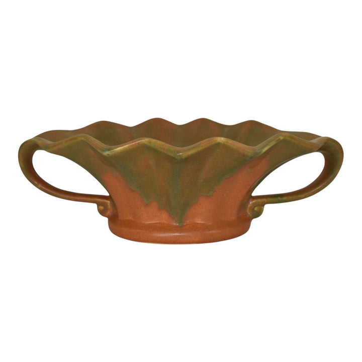 Camark 1920s Vintage Arts Deco Pottery Green over Orange Ceramic Bowl 616