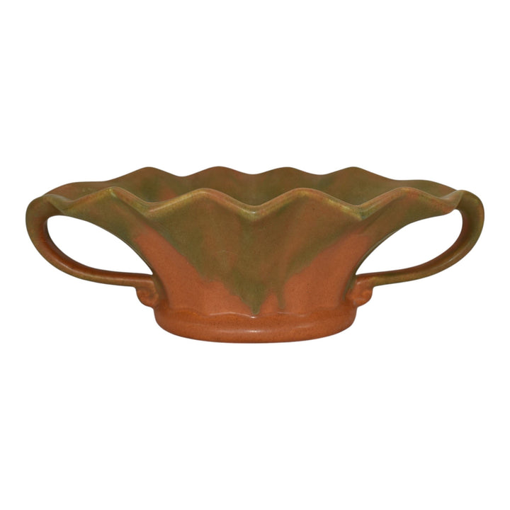 Camark 1920s Vintage Arts Deco Pottery Green over Orange Ceramic Bowl 616