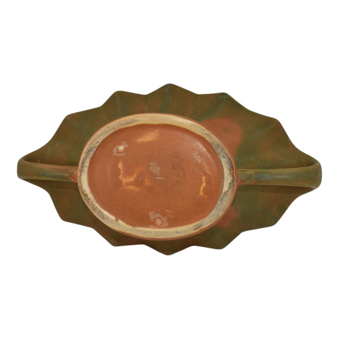 Camark 1920s Vintage Arts Deco Pottery Green over Orange Ceramic Bowl 616