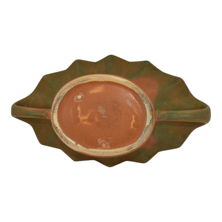 Camark 1920s Vintage Arts Deco Pottery Green over Orange Ceramic Bowl 616