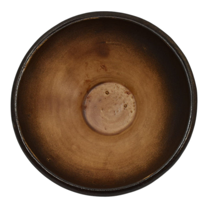 Roseville Rosecraft Vintage Brown 1925 Arts And Crafts Pottery Footed Bowl 141-5 - Just Art Pottery
