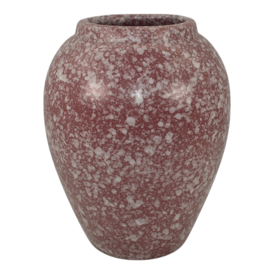 Robinson Ransbottom 1930s Ohio Vintage Art Deco Pottery Mottled Pink Vase 139 - Just Art Pottery