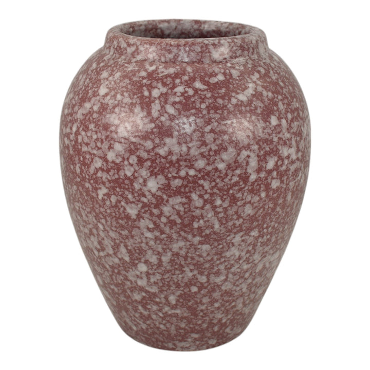 Robinson Ransbottom 1930s Ohio Vintage Art Deco Pottery Mottled Pink Vase 139 - Just Art Pottery