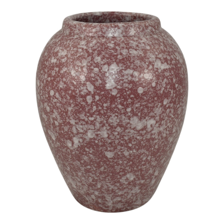 Robinson Ransbottom 1930s Ohio Vintage Art Deco Pottery Mottled Pink Vase 139 - Just Art Pottery