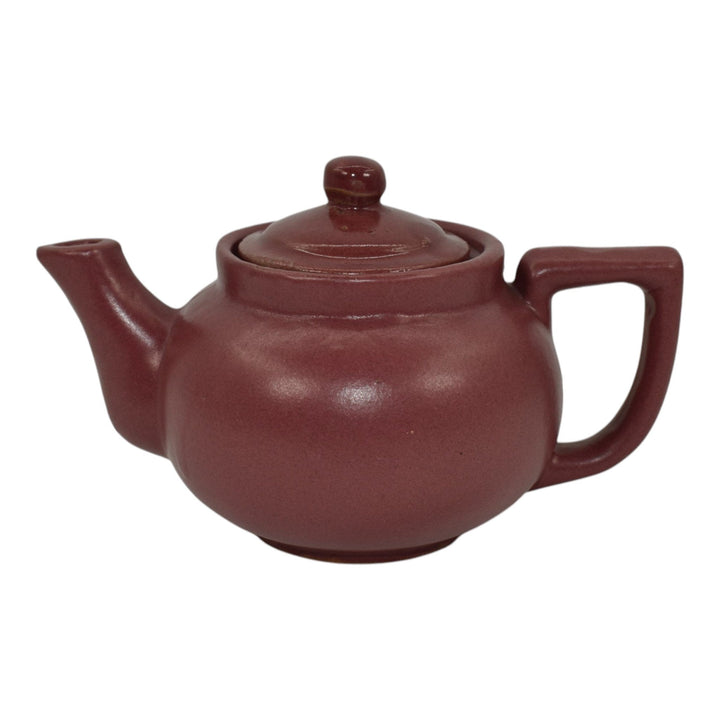 Zanesville Stoneware 1930 Vintage Arts And Craft Pottery Burgundy Ceramic Teapot