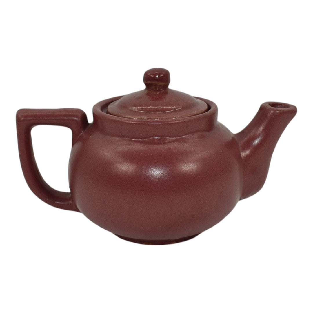 Zanesville Stoneware 1930 Vintage Arts And Craft Pottery Burgundy Ceramic Teapot