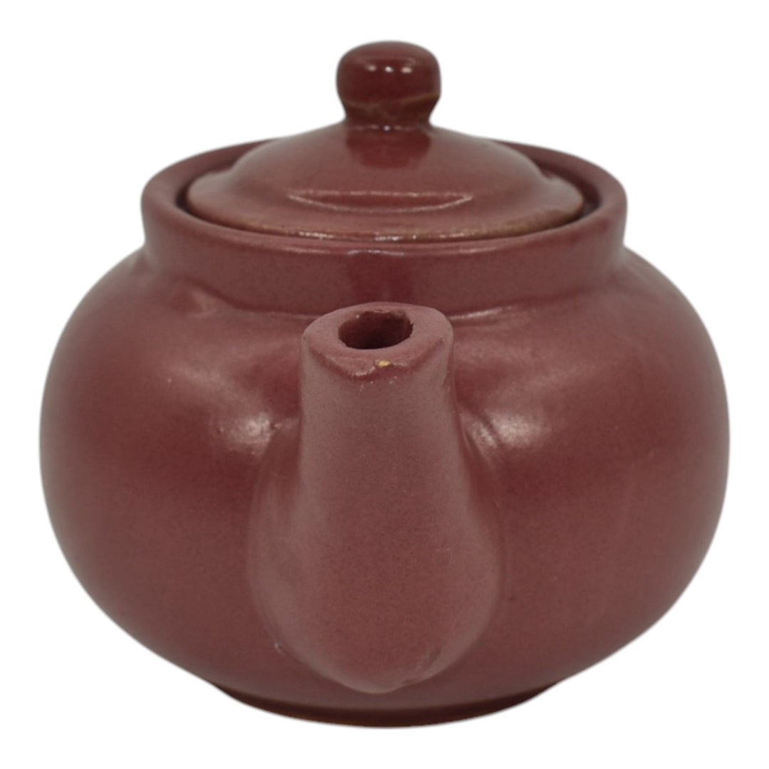 Zanesville Stoneware 1930 Vintage Arts And Craft Pottery Burgundy Ceramic Teapot