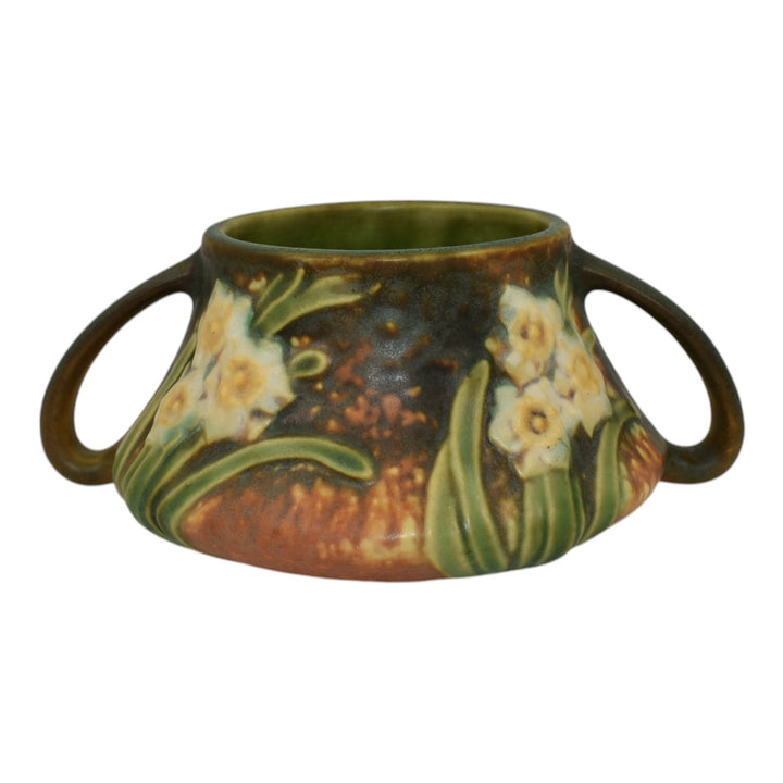 Roseville Jonquil 1931 Vintage Arts and Crafts Pottery Brown Ceramic Vase 523-3 - Just Art Pottery