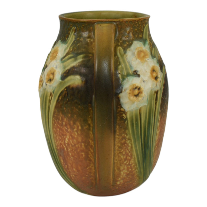 Roseville Jonquil 1931 Vintage Art Pottery Brown Ceramic Vase 527-7