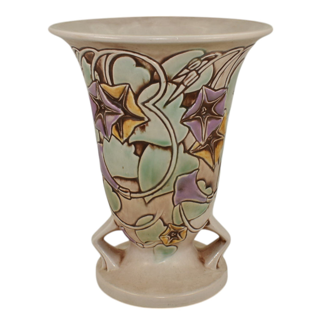 Roseville Morning Glory White 1935 Vintage Art Pottery Ceramic Vase 726-8 - Just Art Pottery