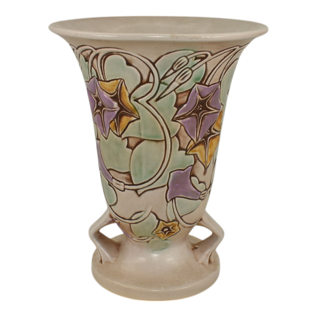 Roseville Morning Glory White 1935 Vintage Art Pottery Ceramic Vase 726-8 - Just Art Pottery