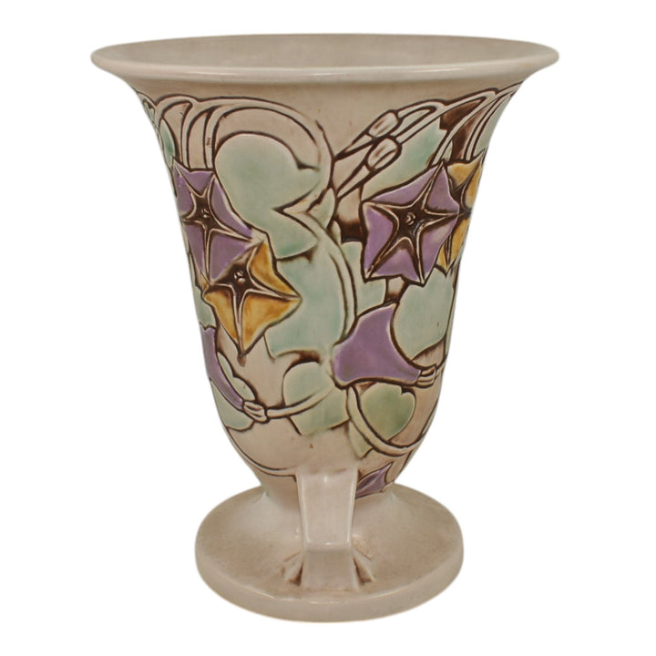Roseville Morning Glory White 1935 Vintage Art Pottery Ceramic Vase 726-8 - Just Art Pottery