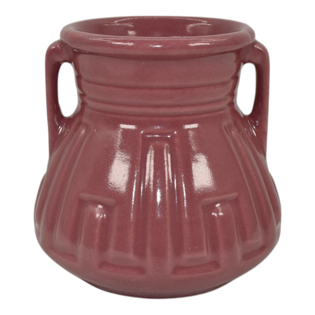 Roseville Solid Colors Rose Pink 1917 Art Deco Pottery Ceramic Flower Vase 607-4