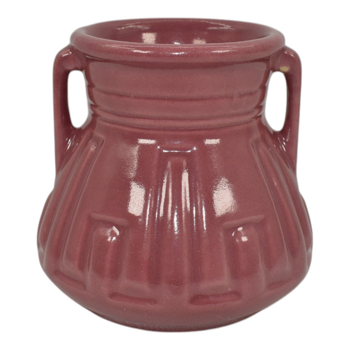 Roseville Solid Colors Rose Pink 1917 Art Deco Pottery Ceramic Flower Vase 607-4