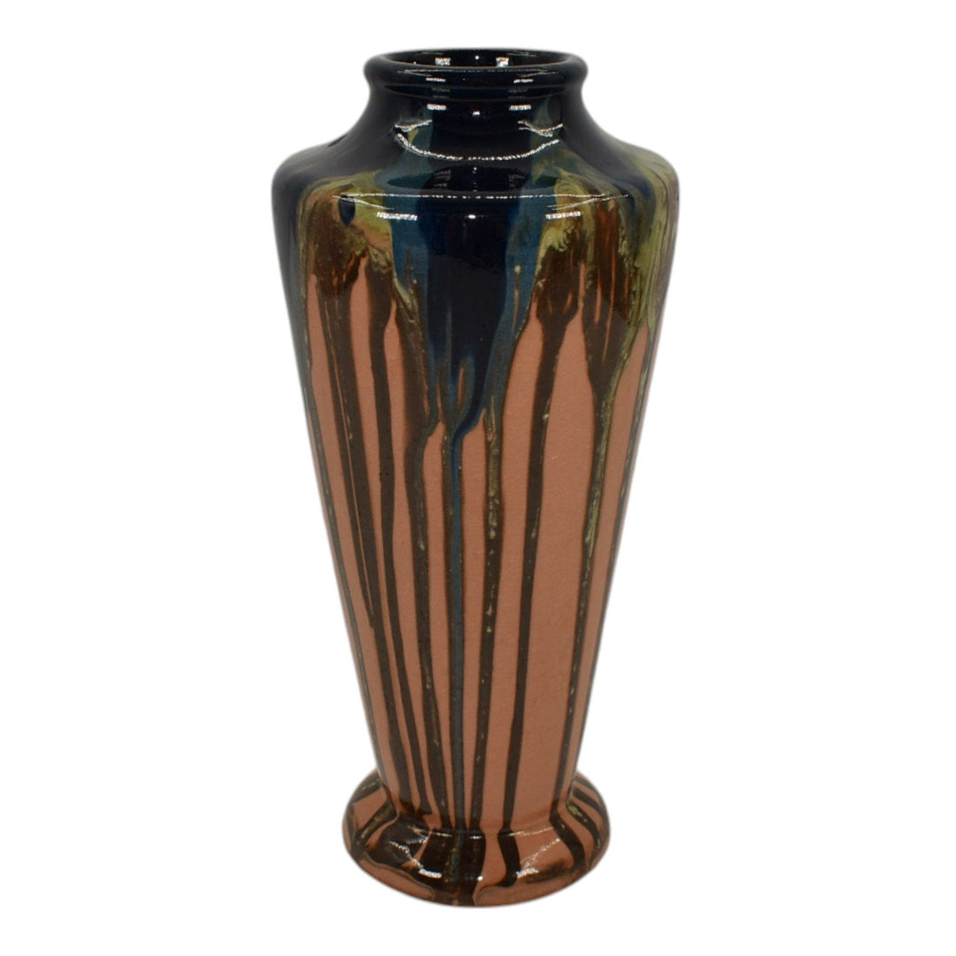 Peters and Reed Shadow Ware 1920s Arts And Crafts Pottery Brown Ceramic Vase - Just Art Pottery