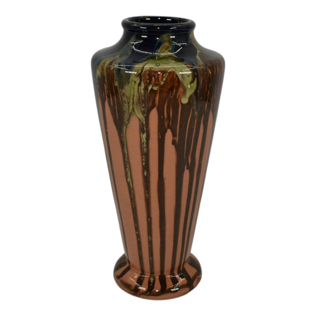 Peters and Reed Shadow Ware 1920s Arts And Crafts Pottery Brown Ceramic Vase - Just Art Pottery