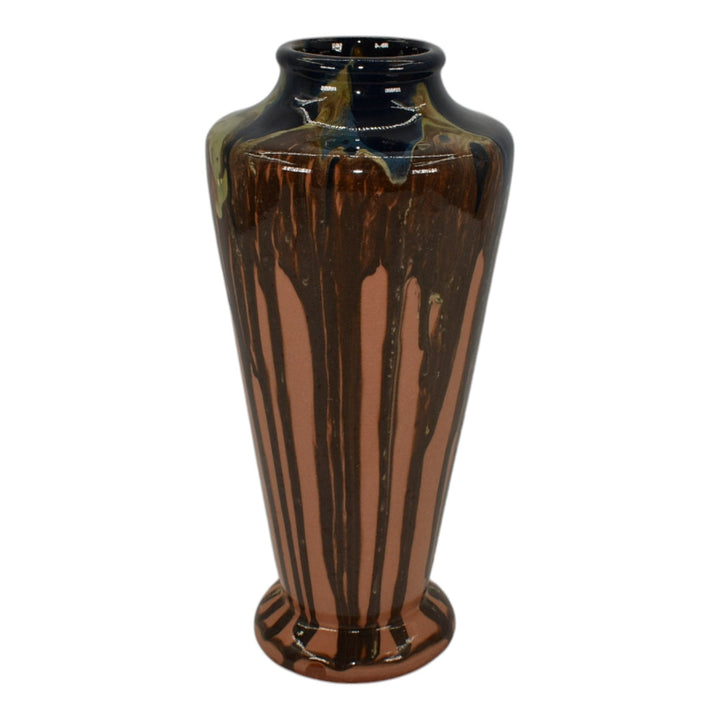Peters and Reed Shadow Ware 1920s Arts And Crafts Pottery Brown Ceramic Vase - Just Art Pottery