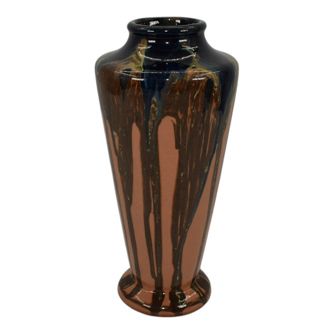 Peters and Reed Shadow Ware 1920s Arts And Crafts Pottery Brown Ceramic Vase - Just Art Pottery
