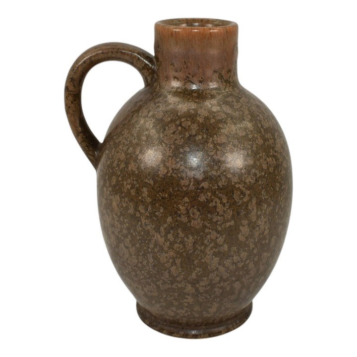 Zanesville Stoneware Vintage Art Pottery Mottled Brown Ceramic Jug Vase