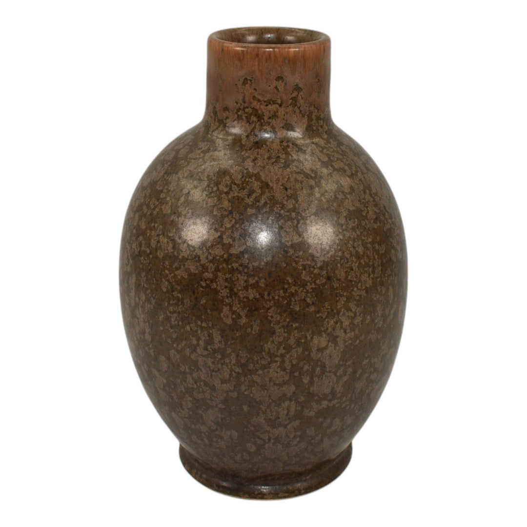 Zanesville Stoneware Vintage Art Pottery Mottled Brown Ceramic Jug Vase