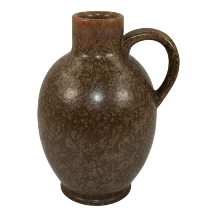 Zanesville Stoneware Vintage Art Pottery Mottled Brown Ceramic Jug Vase