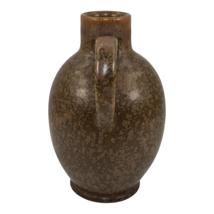 Zanesville Stoneware Vintage Art Pottery Mottled Brown Ceramic Jug Vase